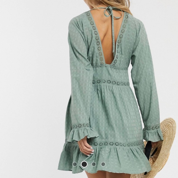 BNWT ASOS Design Smock Dress Khaki Green - Picture 3 of 4